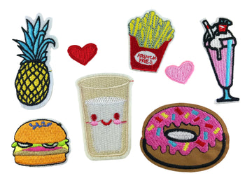 8er Set DONUT Fastfood Applikationen Patches Bügelbild Flicken Aufnäher zum Aufbügeln